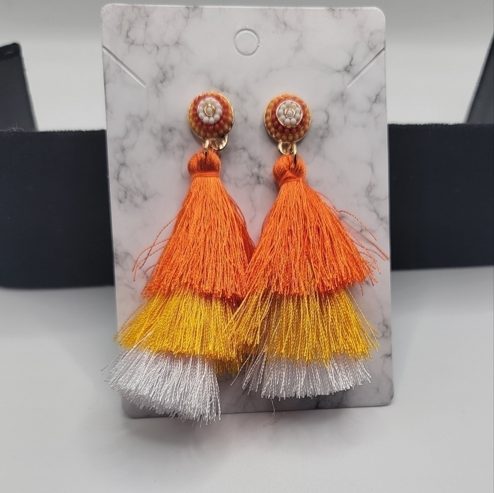 New Candy Corn Fringe Earrings